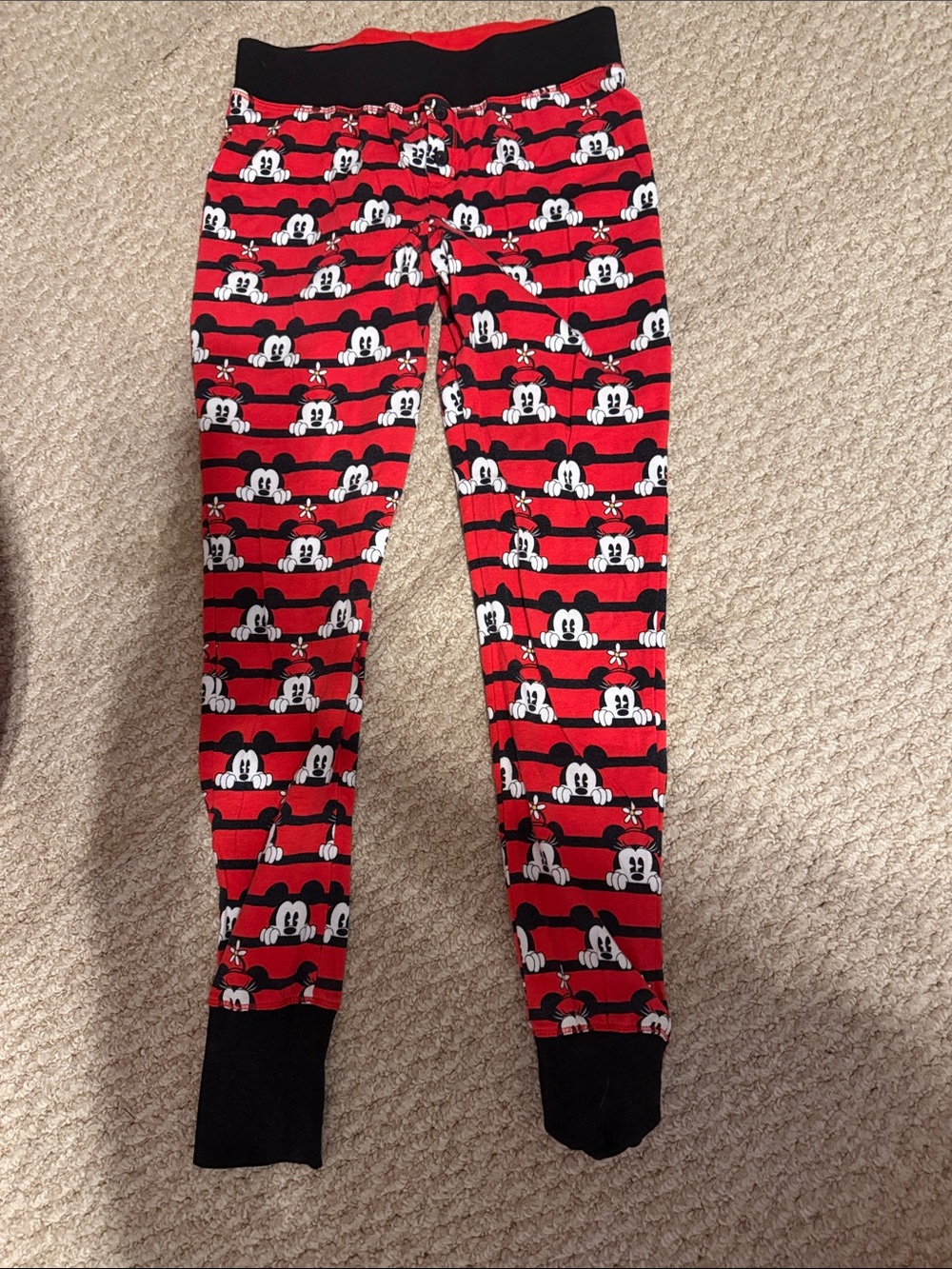 Red Mickey Mouse Print Pajama Bottoms